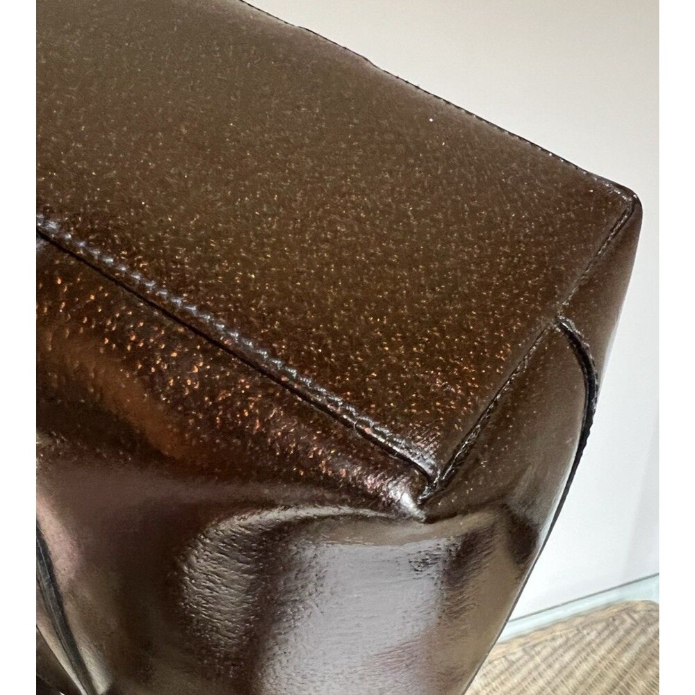 Gucci Glossy Leather Large Structured Tote Bag Authentic Vintage 1990’s - Picture 7 of 16